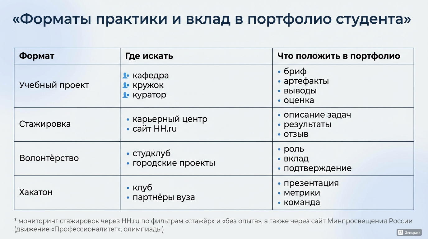 Портфолио студента: проекты, конкурсы, волонтёрство